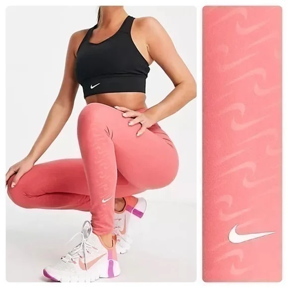 NIKE ICONIC CLASH ALL OVER LEGGINGS RARE NWT sold out pink 7/8 leggings - Picture 1 of 8